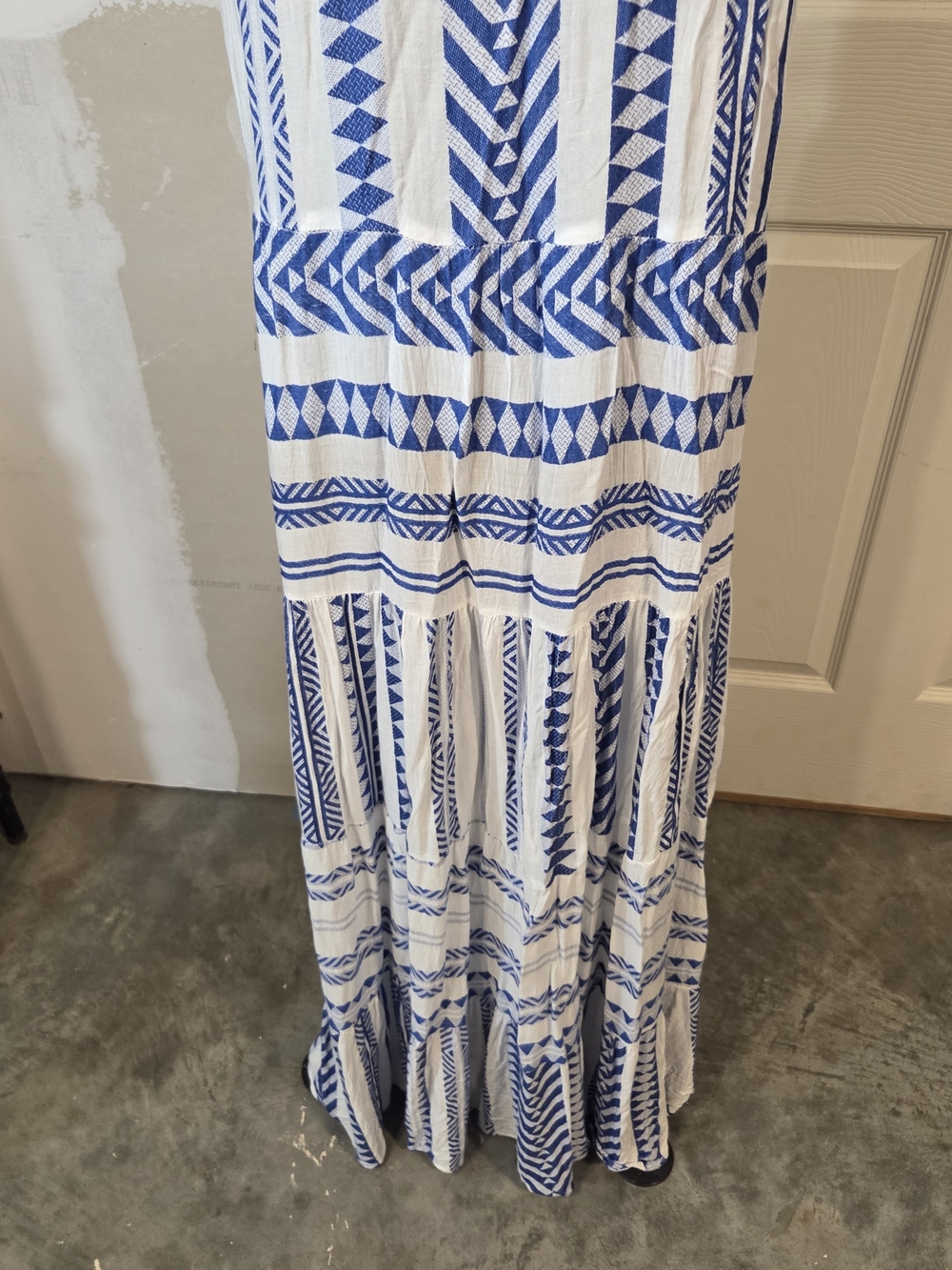 Goa Beachwear Japna Dress Maxi Striped White Blue Sleeveless V-Neck Beach Summer - Picture 4 of 14